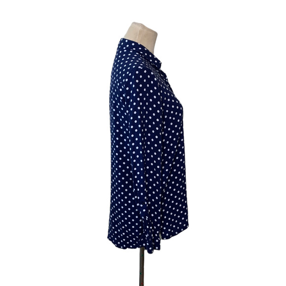 H&M blue white polka dots long sleeves buttoned shirt size 4 - Picture 2 of 6